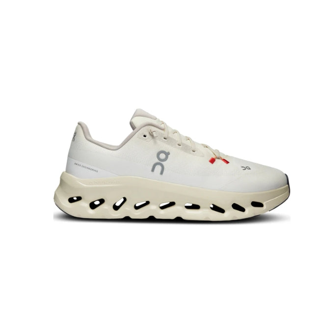 White sneaker with unique sole design on a white background